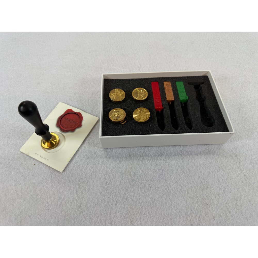 Uniqooo Christmas Wax Seal Stamp Kit 4 Brass Head Holiday Snowman Reindeer Santa - Picture 2 of 4